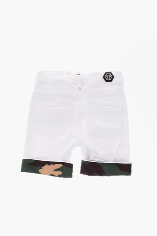 denim Statement Bermuda with camouflage cuffs