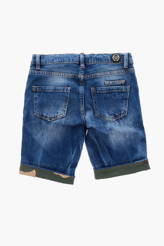 denim Statement Bermuda with camouflage cuffs