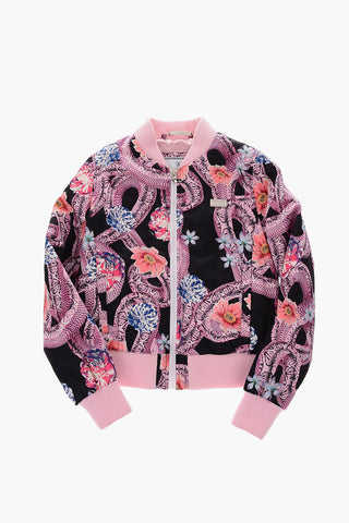 floral-printed CLARITY bomber with zip closure