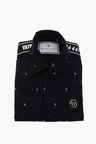 camicia a manica corta con stampa fulmini