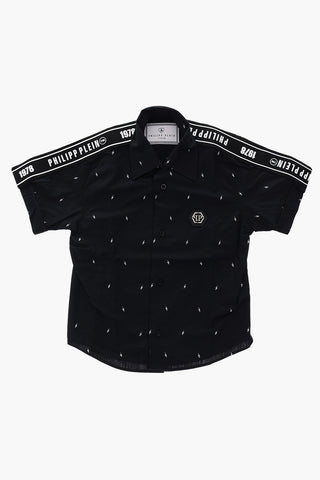 camicia a manica corta con stampa fulmini