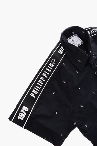 camicia a manica corta con stampa fulmini