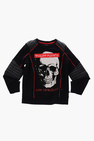 rhinestone embellished skull crew-neck sweatshirt