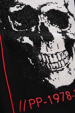rhinestone embellished skull crew-neck sweatshirt