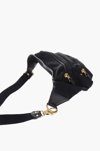 marsupio in tessuto con dettagli in pelle