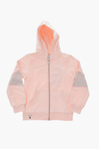 hooded CRYSTAL PLEIN sweatshirt with zip closure