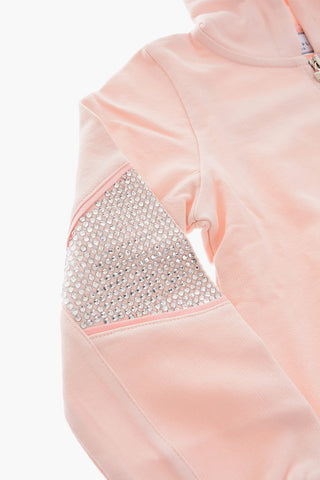 hooded CRYSTAL PLEIN sweatshirt with zip closure