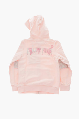 hooded CRYSTAL PLEIN sweatshirt with zip closure