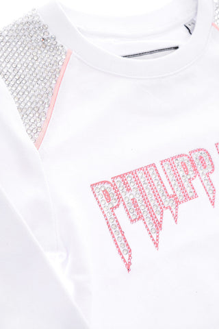 rhinestone embellished LS crew-neck sweatshirt