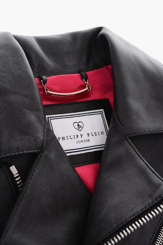 Leather sleveeless CASSIA biker jacket