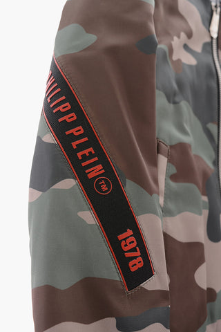 nylon camouflage TM bomber with zip closure