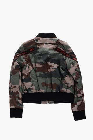 nylon camouflage TM bomber with zip closure
