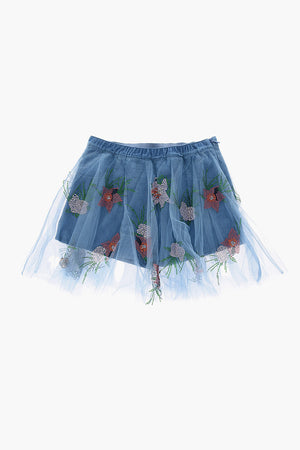 Denim QUENY MARKS Skirt with tulle details