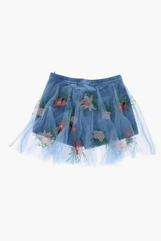 Denim QUENY MARKS Skirt with tulle details