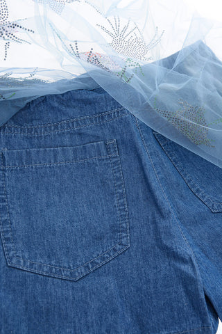 Denim QUENY MARKS Skirt with tulle details