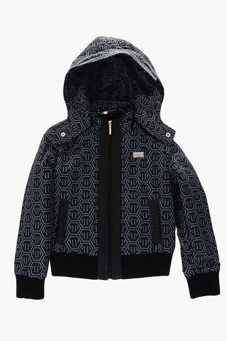 Bomber stampa logo con cappuccio removibile