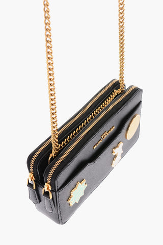 THE MARC JACOBS leather double zip wallet with chain shoulder strap 