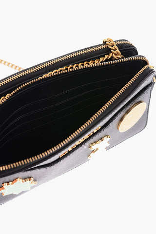 THE MARC JACOBS leather double zip wallet with chain shoulder strap 