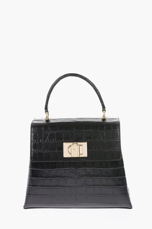 leather Crocodile motif tote bag