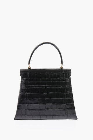 leather Crocodile motif tote bag