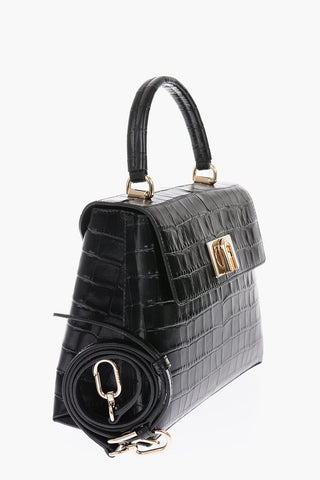 leather Crocodile motif tote bag