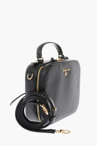textured leather bag with removable shoulder strap