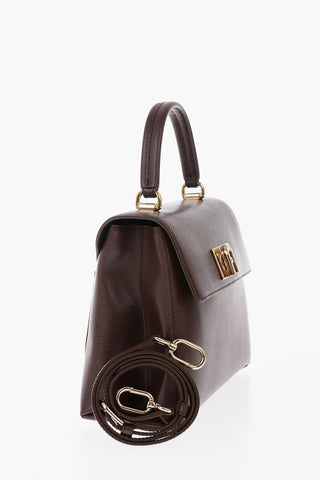 textured leather handbag with removable shoulder strap