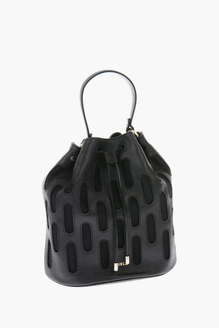 tumbled leather BLOCKS mini bucket bag