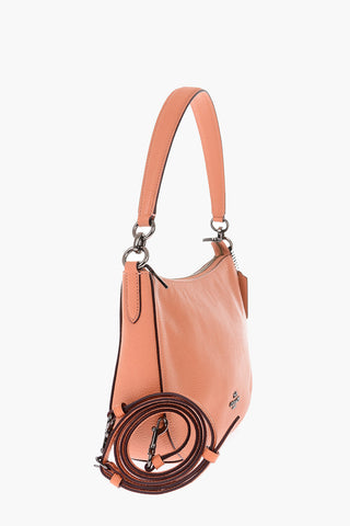 textured leather shoulder bag with removable shoulder strap