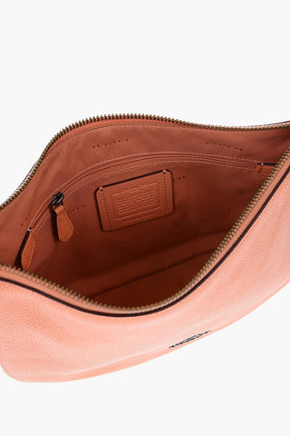 textured leather shoulder bag with removable shoulder strap