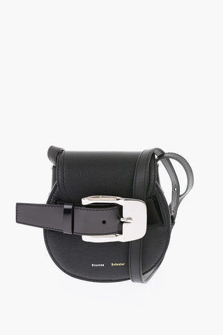 leather mini crossbody bag with maxi buckle