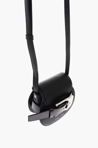 leather mini crossbody bag with maxi buckle