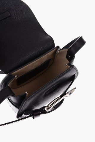 leather mini crossbody bag with maxi buckle