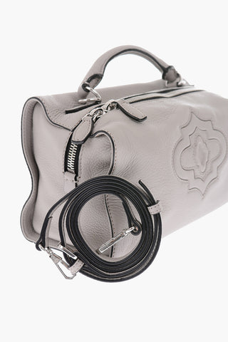 textured leather DINER handbag with removable shoulder strap