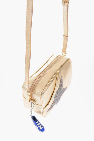 metallic leather STAR bag with removable shoulder strap