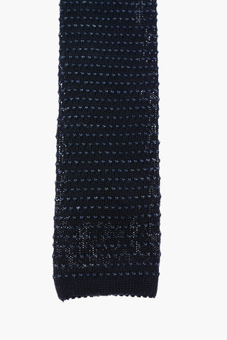 Striped Silk and Linen Crochet Tie
