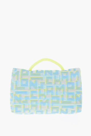 mini pochette in tessuto con chiusura zip