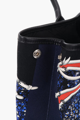 fabric tote bag with leather details