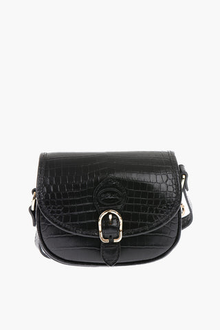 leather crocodrille- motif crossbody bag