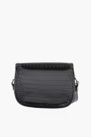 leather crocodrille- motif crossbody bag