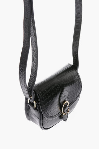 leather crocodrille- motif crossbody bag