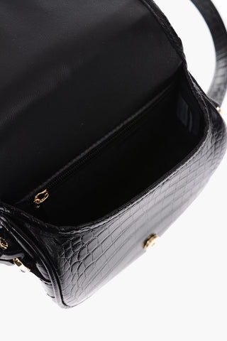 leather crocodrille- motif crossbody bag