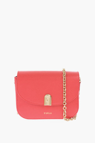 Borsa a tracolla in pelle con tracolla a catena