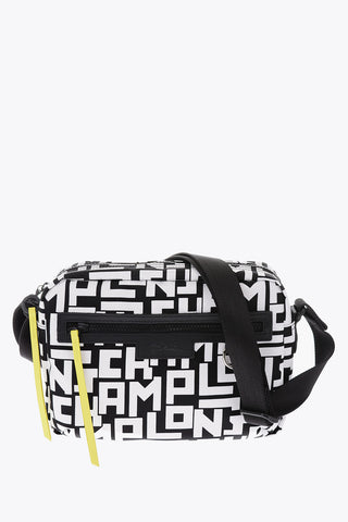 Fabric crossbody bag with leather trimmings