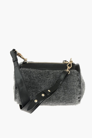 eco fur boston mini bag with leather details