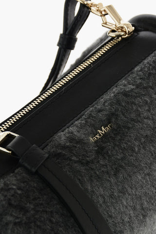 eco fur boston mini bag with leather details