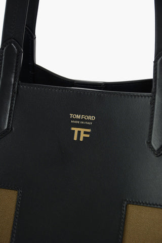 leather and fabric tote bag