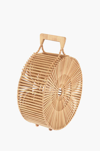 borsa a mano ZAHA rotonda in bamboo