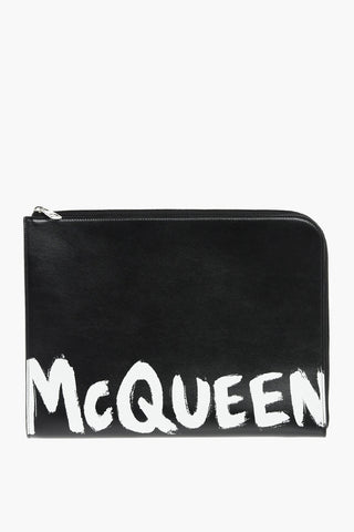 Clutch in pelle con chiusura zip