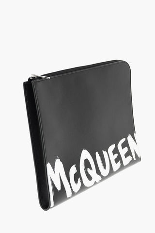 Clutch in pelle con chiusura zip